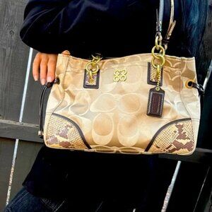 Unique Coach Purse with snakeskin trim